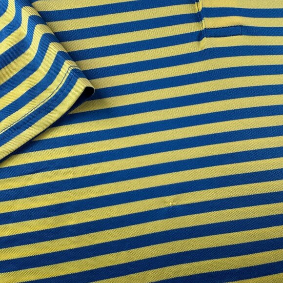 Southern Tide Club Short Sleeve Polo Shirt Blue Yellow Striped Large Men Golf - Picture 9 of 13